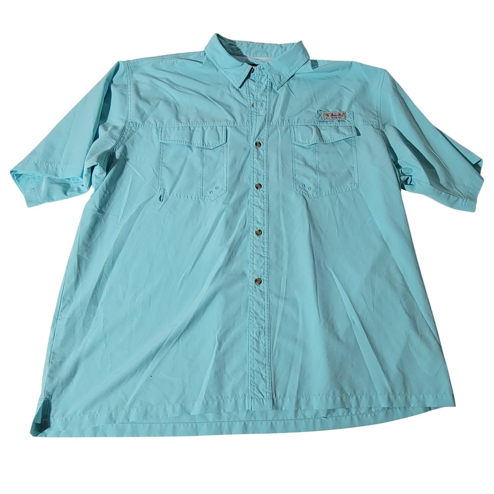 Bimini Bay Outfitters Mens 3XL Fishing Shirt Light Blue Vented Short Sleeve PFG